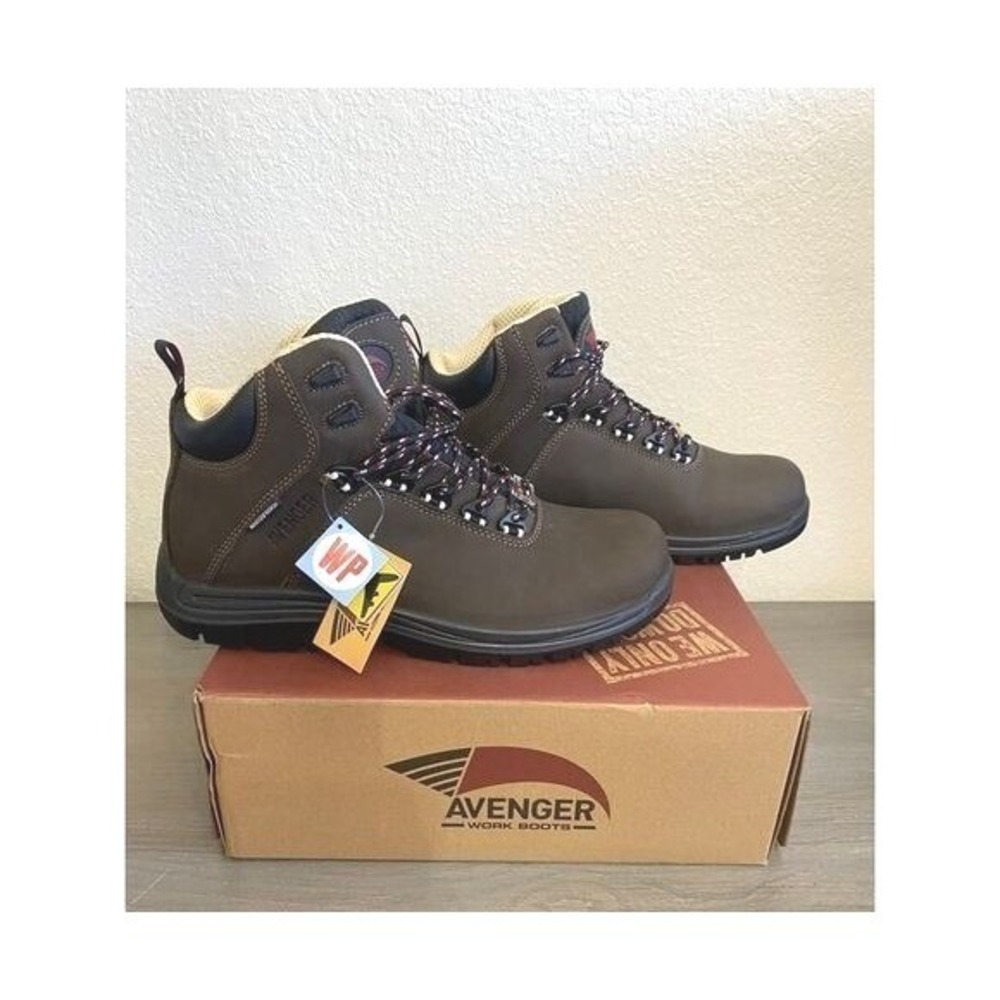 Avenger Brown Leather Work Boots Waterproof Composite Toe A7284 Breaker Mens 12D